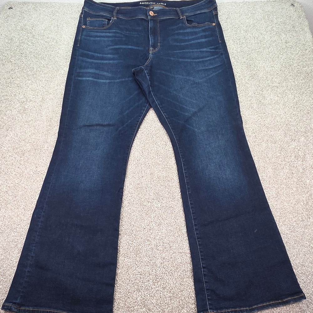 American Eagle Super Stretch Kick Bootcut Jeans Dark Wash Blue Size 22 Long NWOT